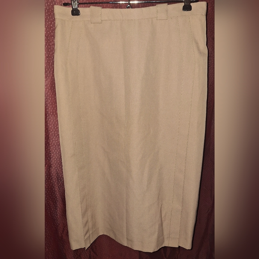Tan Midi Pencil Skirt for Work